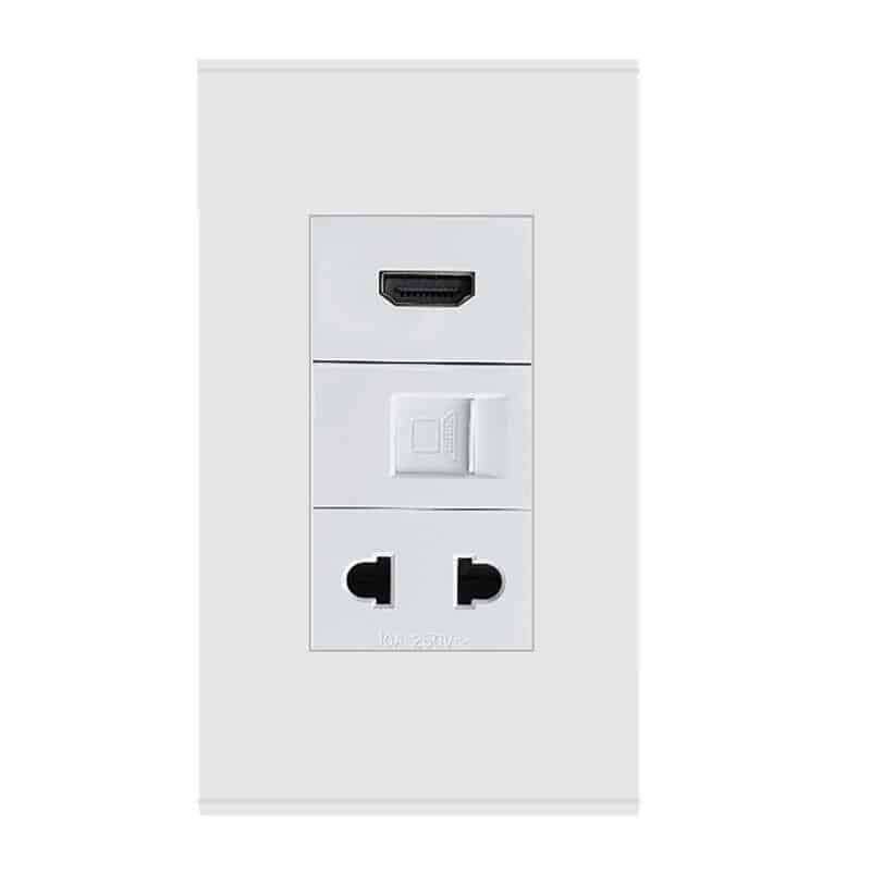 HTECH Wall Plate  2x4 HDMI RJ45 Network LAN Power 2 pin EU
