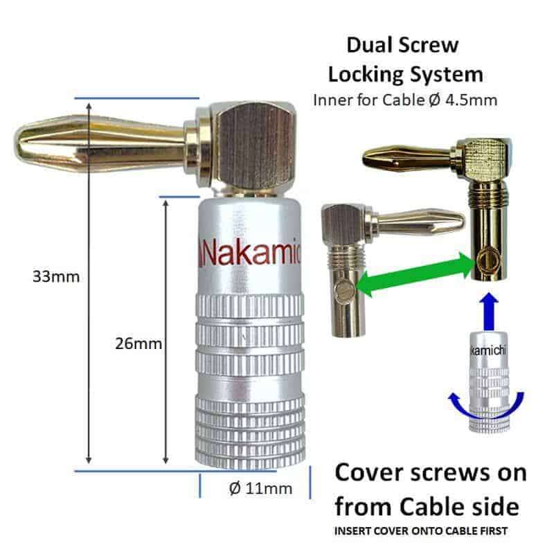 Nakamichi Speaker Connector Banana Elbow Gold Plated - Pair
