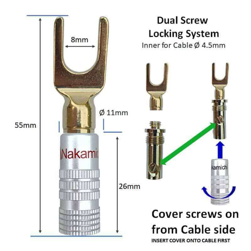 Nakamichi Speaker Connector U Spade Terminal Gold Plated - Pair