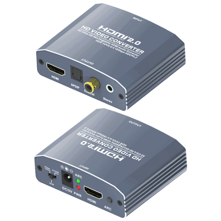 HDMI Audio Extractor, Digital Audio, SPDIF Optical and AV outputs v2.0