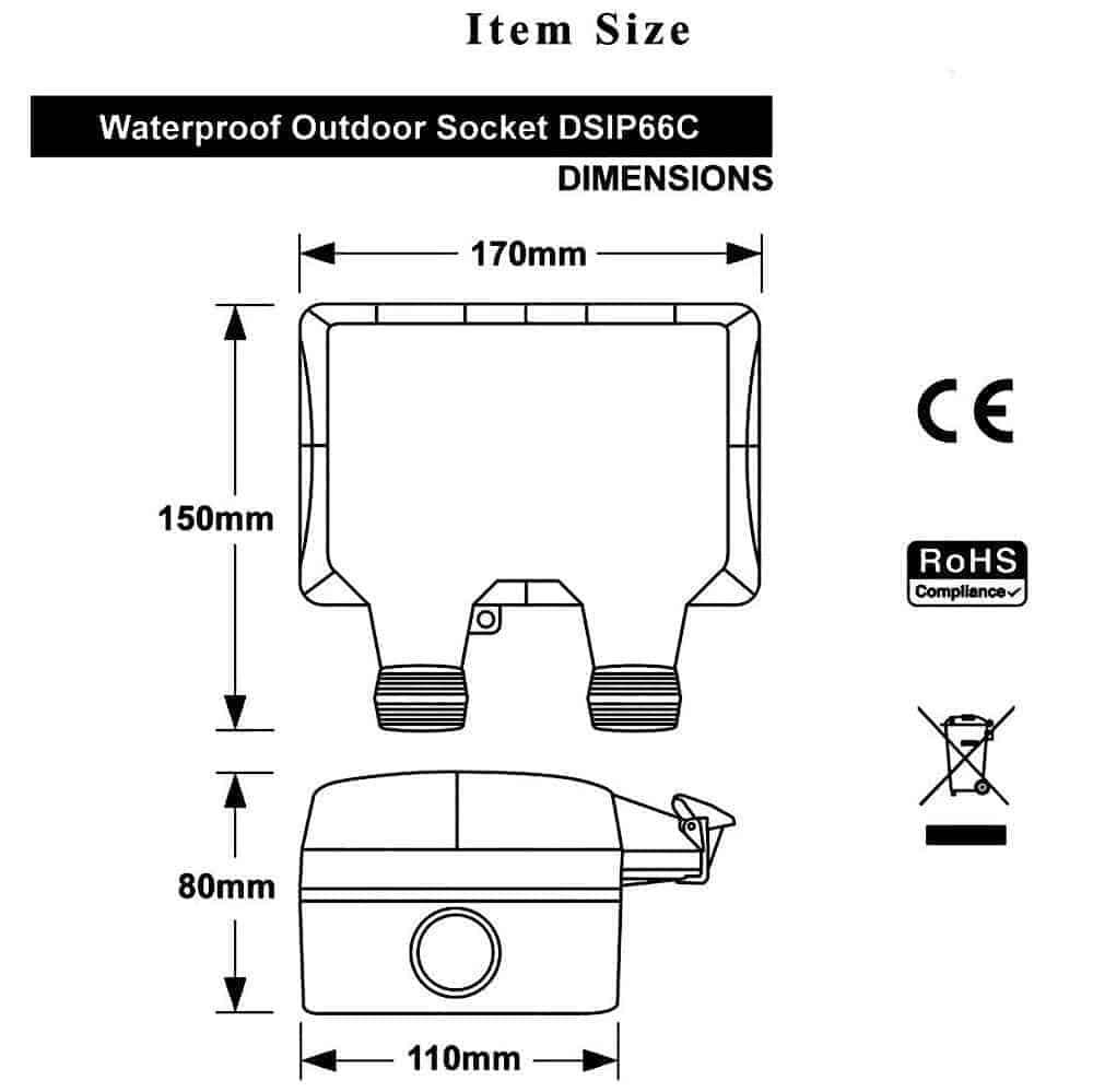 Smart Switch Outdoor IP66 Waterproof 16A SA 2 Socket | WiFi Tuya Smart Life
