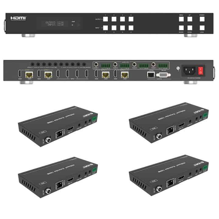 4X4 HDMI Matrix Extender 4K UltraHD HDbaseT 150m via Single CAT