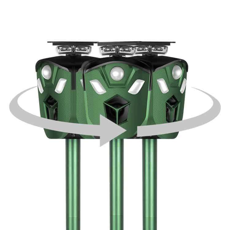 Ultrasonic 360° Dog Cat Repeller, Tri-Emitter, Solar Power, Outdoor