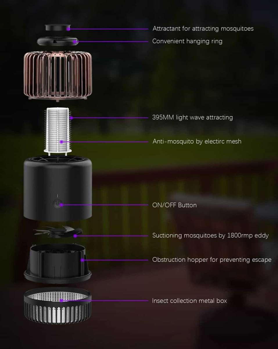 Mosquito Killer Bug Zapper, UV Lamp Trap with CO2 Attractant, Silent , Safe, USB Power