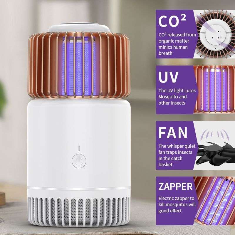 Mosquito Killer Bug Zapper, UV Lamp Trap with CO2 Attractant, Silent , Safe, USB Power