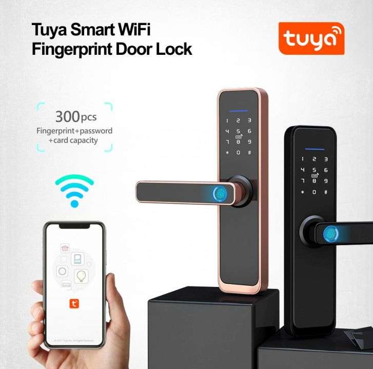 Smart Door Lock, Fingerprint, Card, Key, Code | WiFi Tuya Smart Life