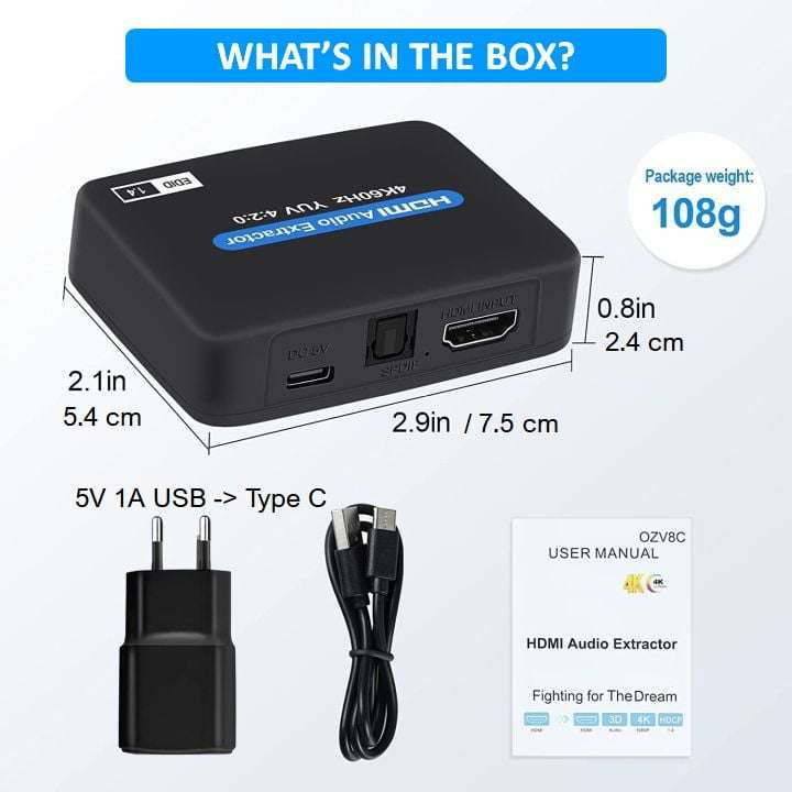 HDMI Audio Extractor 4K DAC | Digital SPDIF Optical | Analogue Stereo