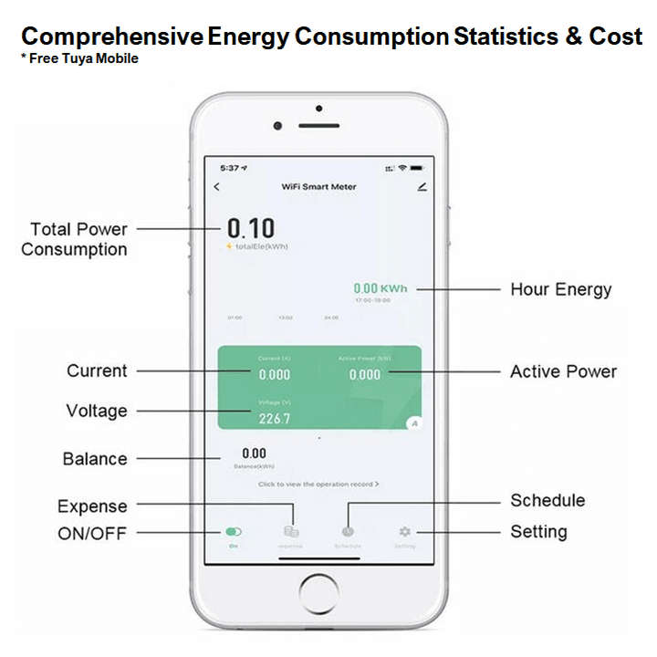 Smart Geyser Switch + Energy Consumption Monitor | 63A, 230VAC | WiFi Tuya Smart Life