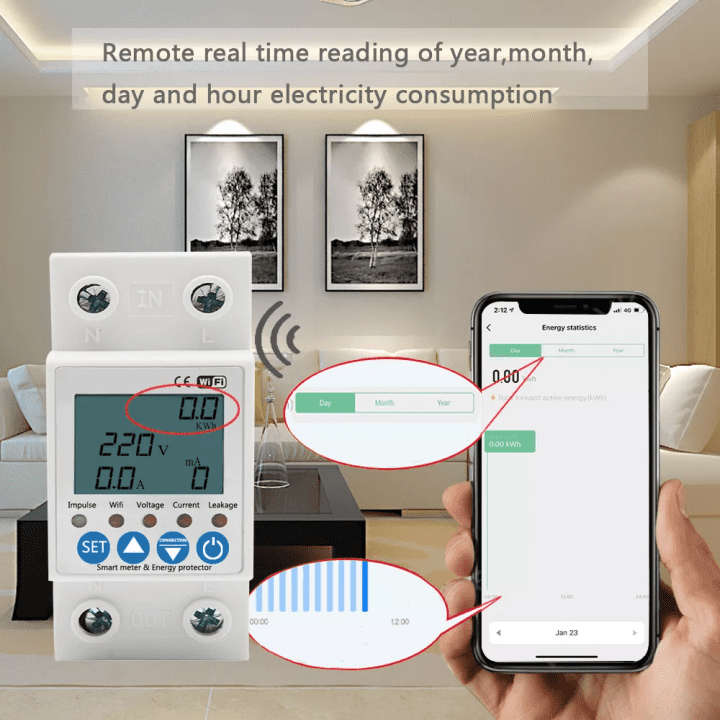 Smart Geyser Switch + Energy Consumption Monitor | 63A, 230VAC | WiFi Tuya Smart Life