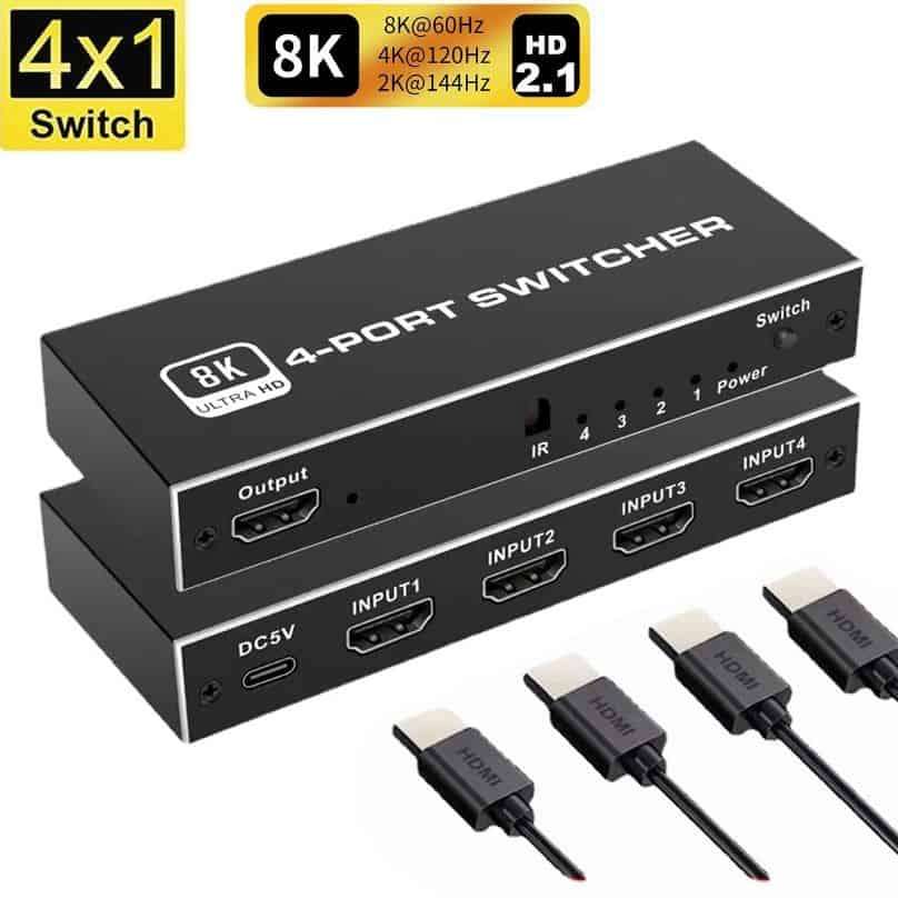 8K HDMI Switcher, HDCP2.3, 4Port, HDMI2.1, 4IN 1OUT, Best Spec