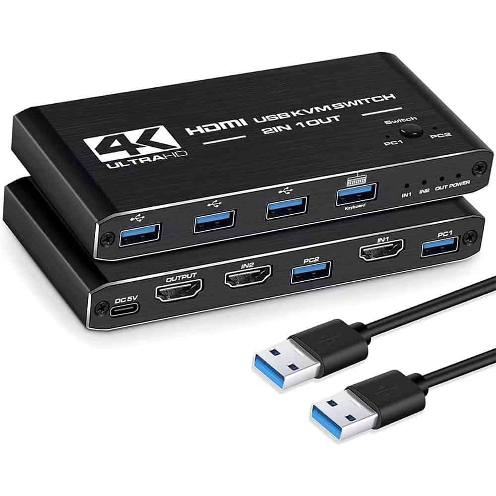 KVM Switch HDMI USB | Control 2 Computers with 1 Keyboard, Monitor & Mouse