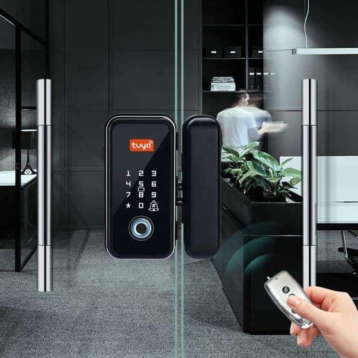 Smart Glass Door Lock , Fingerprint, Card, Key, Code | WiFi Tuya Smart Life