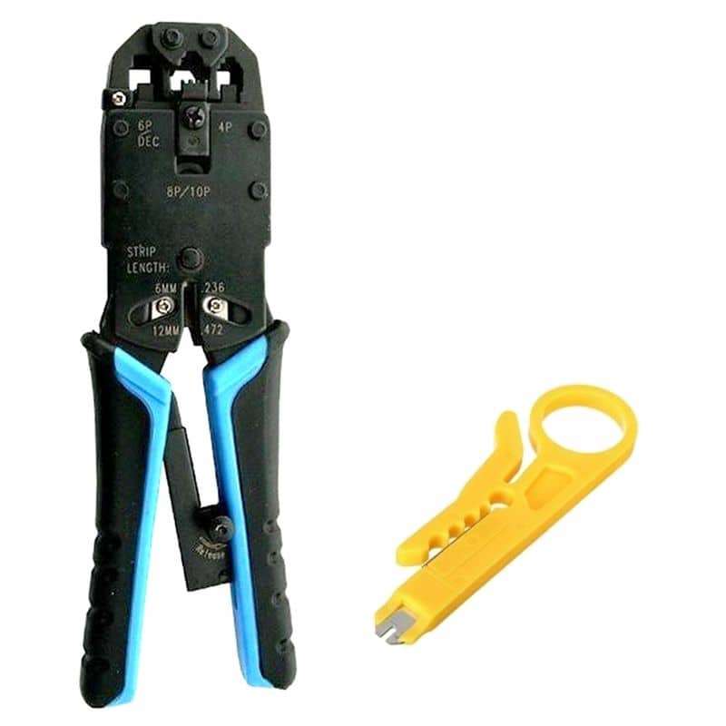 RJ45  Crimping Tool LinkBasic, modular with ratchet and CAT Cable prep tool