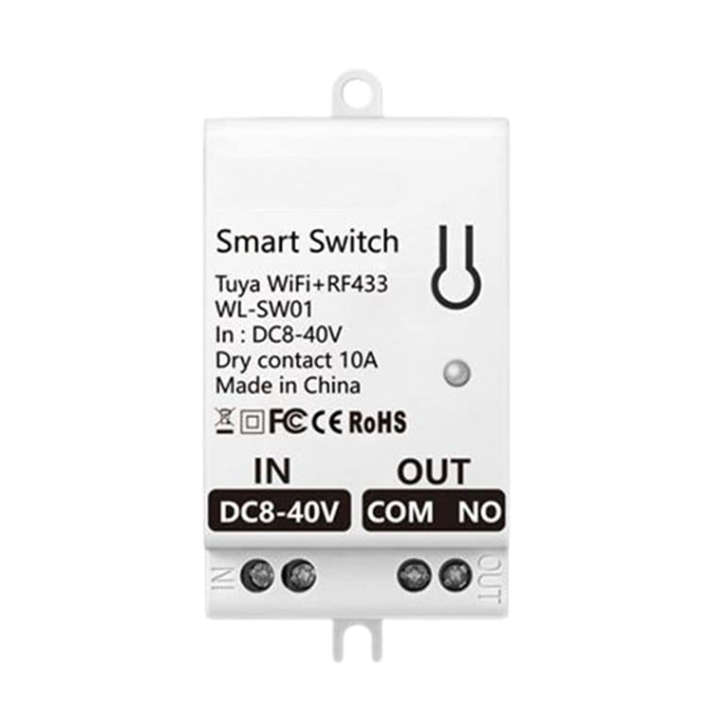 Smart DC Switch Basic 10A | 8-40VDC, Dry Contact, and 433MHz RF | WiFi Tuya Smart Life