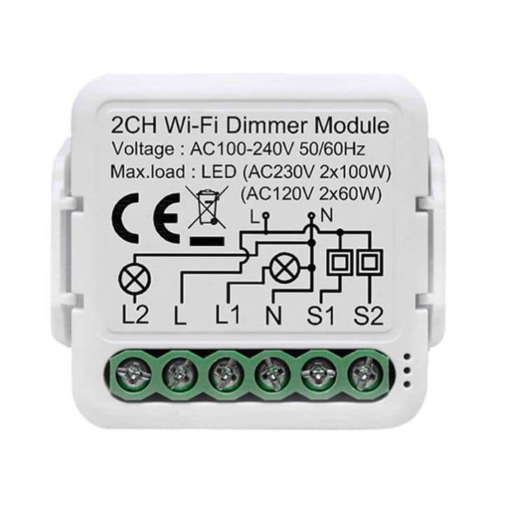 Smart Mini Switch Dimmer Module 2 Gang (upgrade existing) | WiFi Tuya Smart Life