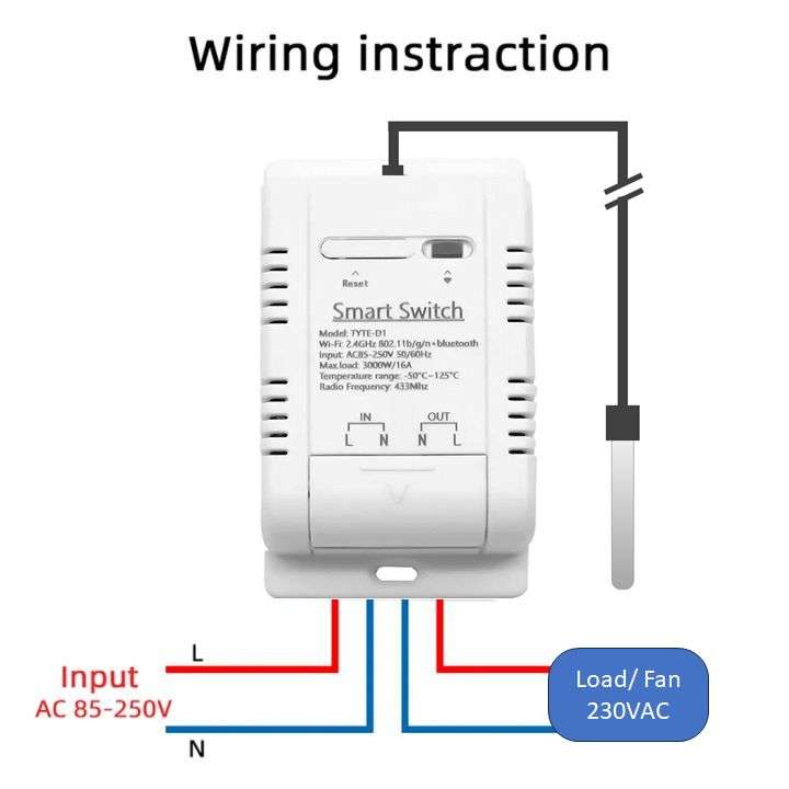 Smart Water Temperature Switch 16A | Energy Monitor + 433Mhz | WiFi Tuya Smart Life