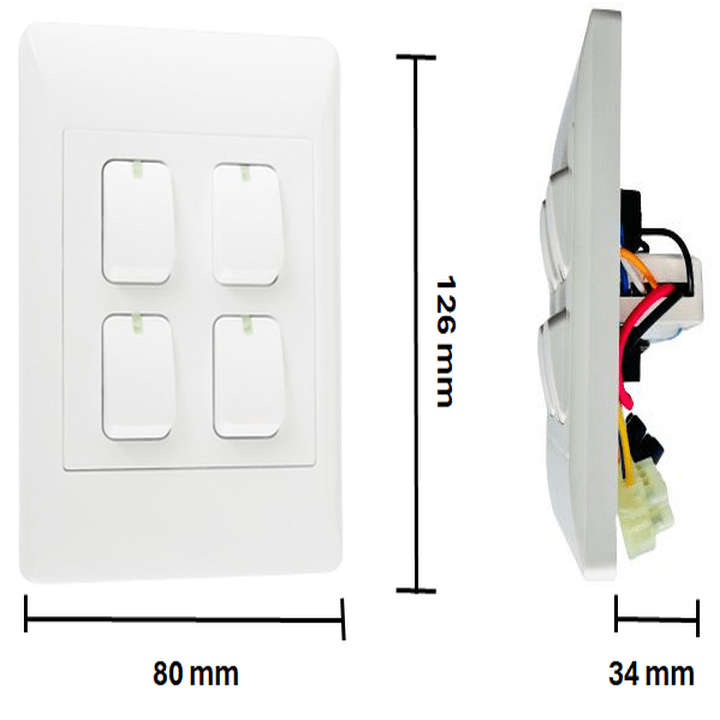 Smart Wi-Fi Mechanical Light Switch, 4 Gang | Neutral Wire  | Wi-Fi Tuya Smart Life