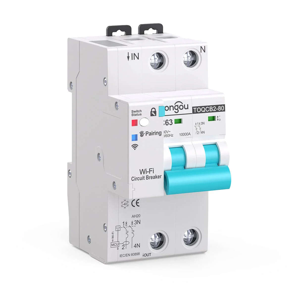 Smart Switch Circuit Breaker | 2 Pole MCB, 1-63A 230VAC | Power Energy Meter | WiFi Tuya