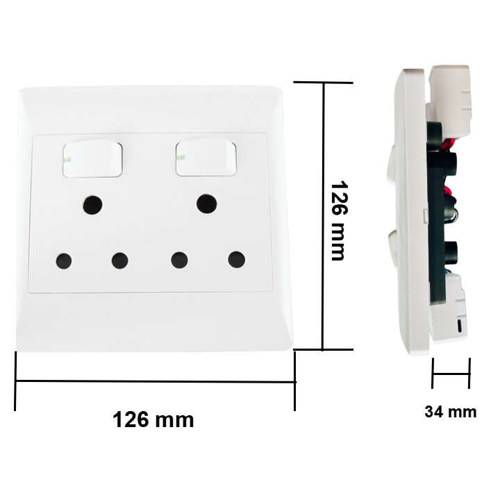 Smart Mechanical Dual Wall Socket SA 3-pin 16A | WiFi Tuya Smart Life