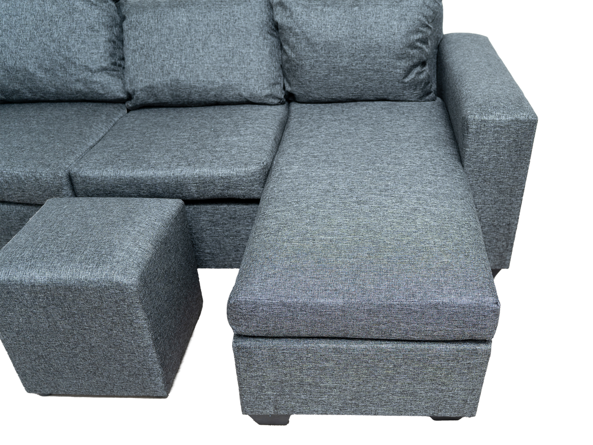 Andre 3 Seater Sofa - L Shape - Charcoal
