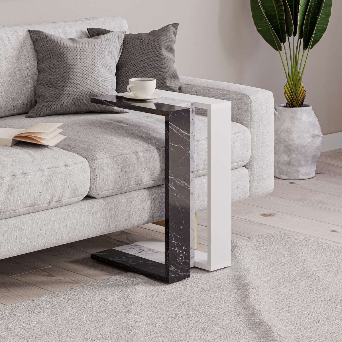 Muju Side Table Bendir-Carrara-White