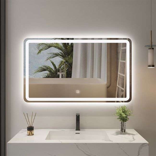 Crystal (70cmX90cm) LED Touch Sensor Warm Bathroom Mirror