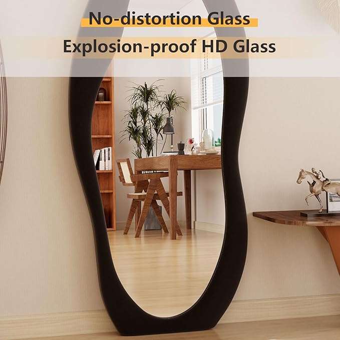 HOD-Ona Black Edge Modern Full Body Decorative Mirror  (Semi Curved)