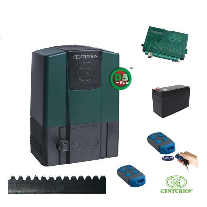 Centurion D5-Evo 12V Dc Sliding Gate Operator Kit - Steel Rack - 500Kg