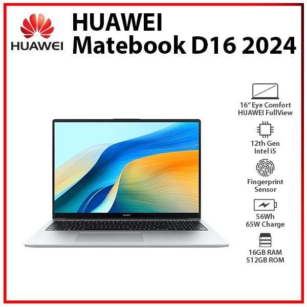 HUAWEI Matebook MCLF-X D16 | 12th gen i5, 8GB Ram, 512GB SSD, 16' Display