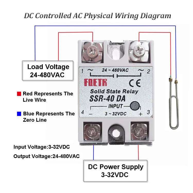 Solid state relay SSR-40DA AC 24-480V for PID Temperature Controller, Input: DC 3-32V - Berm 50g