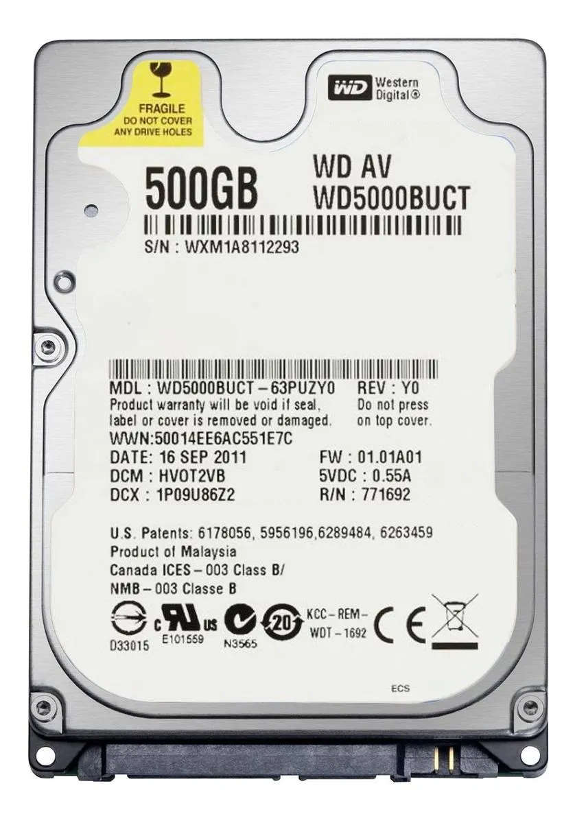 Western Digital 500GB SATA  2.5 Inch Hard Drive WD5000BUCT HDD