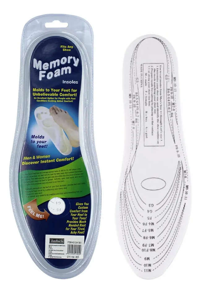 Memory Foam Insoles White 1 Pair Unisex Shoe Pad Insoles - Men & Women Discover instant comfort