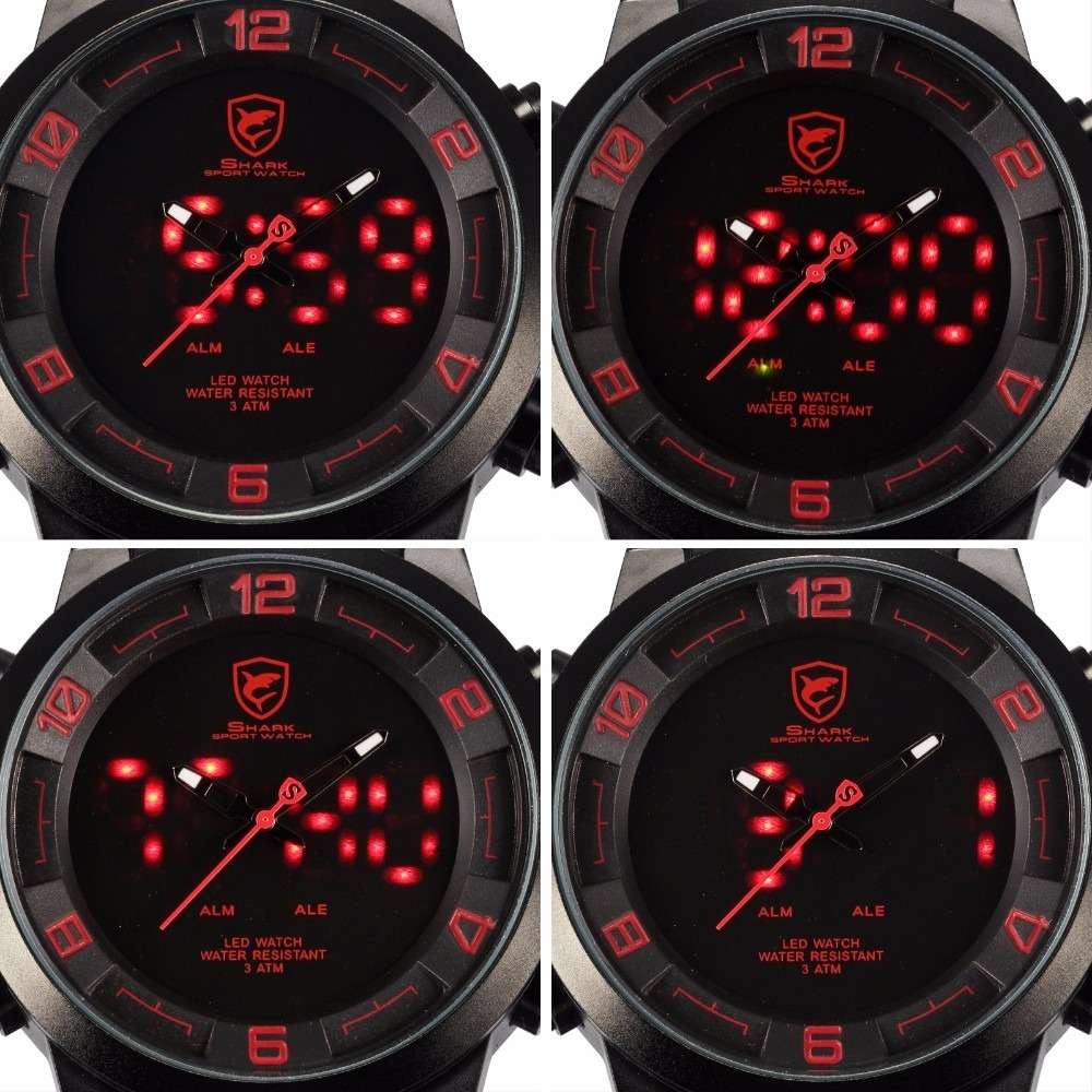 SHARK The Gulper shark Dual Analog/Digital Dual Movement 50MM Watch BRAND NEW