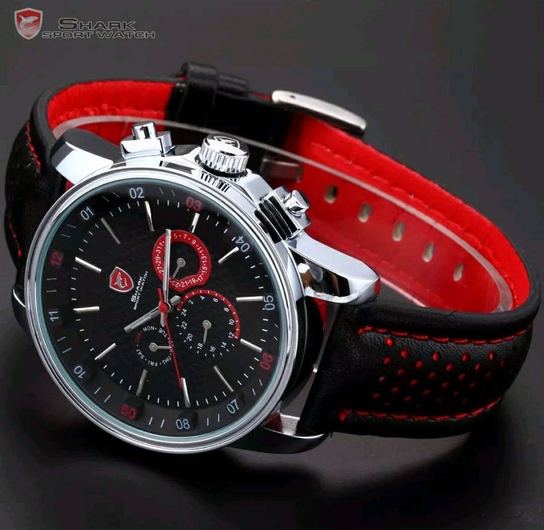 SHARK PACIFIC RACER CHRONO WATCH RED/BLACK TRIM WATCH  W/ BOX, PAPERS, LOADED!!