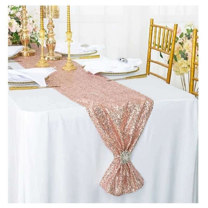 Dmart Sequin Table Runner - Rose Gold - Pack of 2