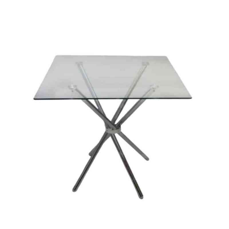 80cm 4 Seater Square Glass Table