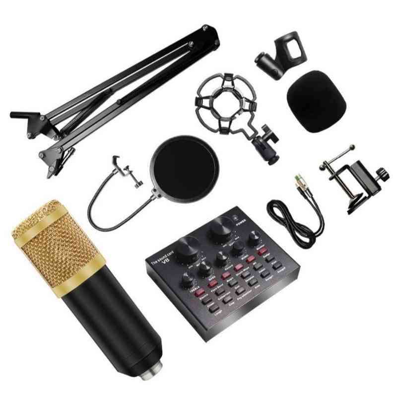 Studio Recording Microphone Kit With V8 Sound Card-MIC8