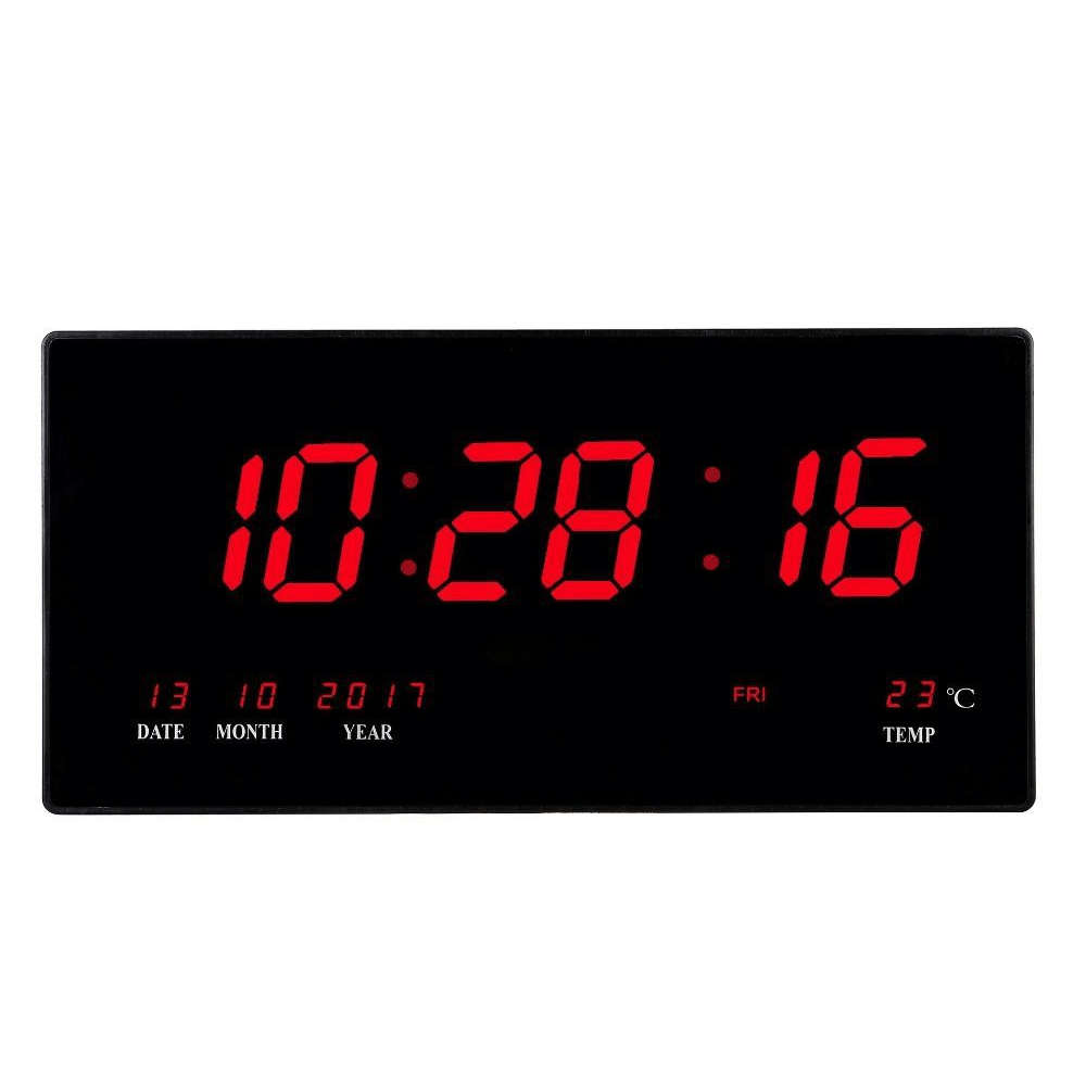 Digital LED Wall Clock with Date & Temperature Display - JH-4622