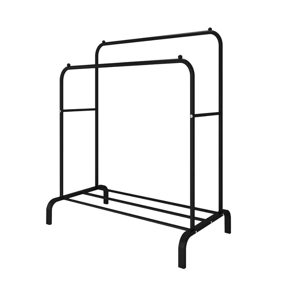 Dmart DIY Garment Rack Metal Double Rails Clothes Rack Organizer - Black