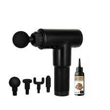 Deep Tissue Massage Gun with 4 Changeable Heads - Black/Silver