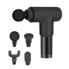 Deep Tissue Massage Gun with 4 Changeable Heads - Black/Silver