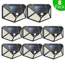 8PCS 100 LED Outdoor Solar Powered Light With Motion Sensor
