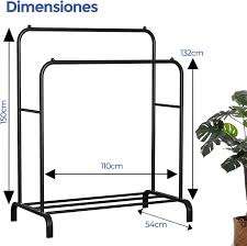 Dmart DIY Garment Rack Metal Double Rails Clothes Rack Organizer - Black