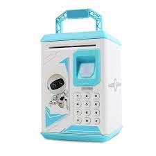Kids ATM Password Finger Print Piggy Bank - Blue