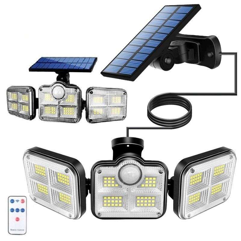 2 x JD 3PC Solar Powered Human Motion Sensor Light Lamp with Remote Control