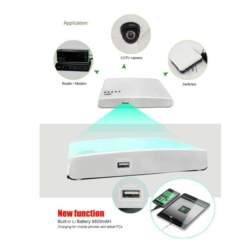 Fiber / WIFI Router Backup Power /DC Mini UPS 8800mAh