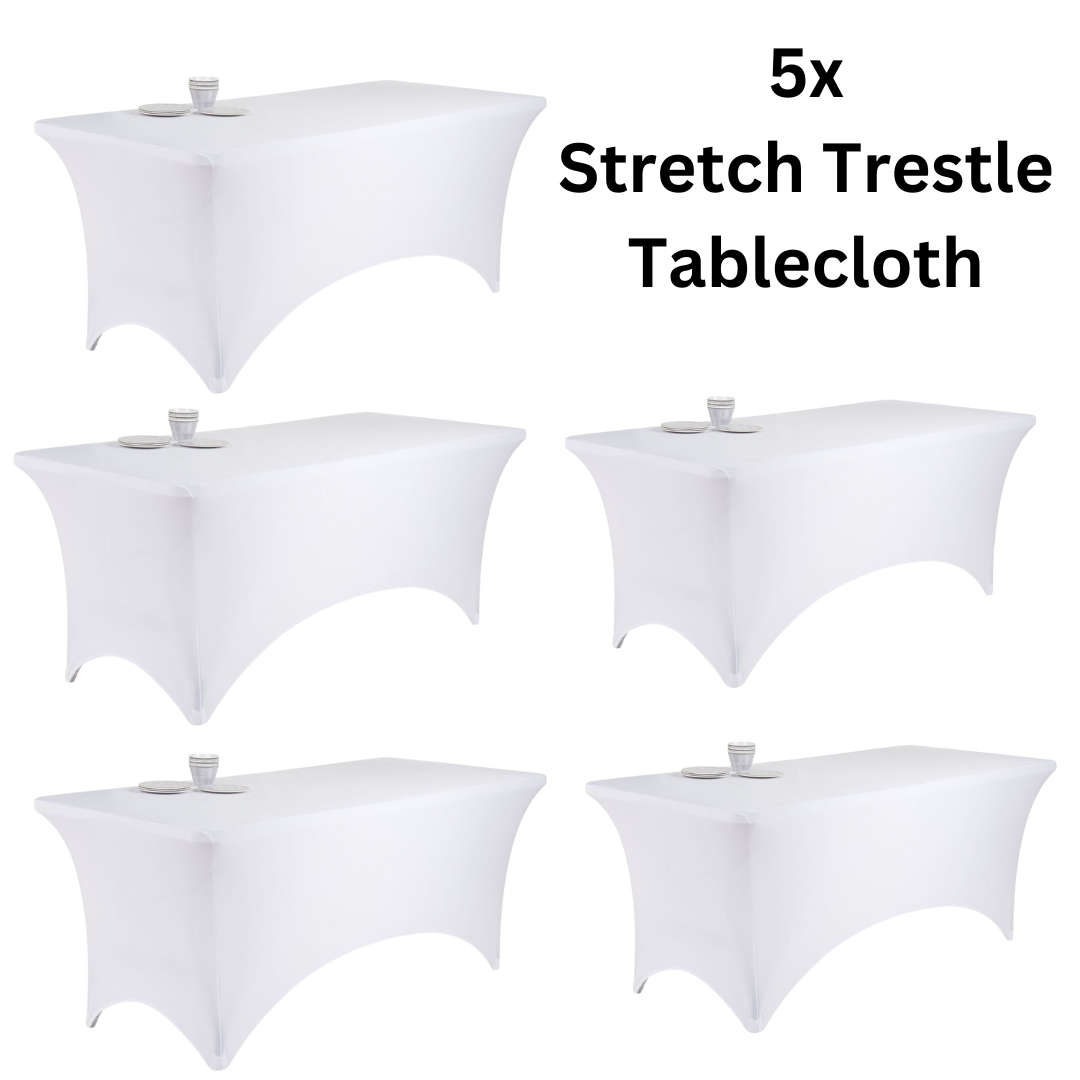 Stretch Trestle Tablecloth- White Pack of 5