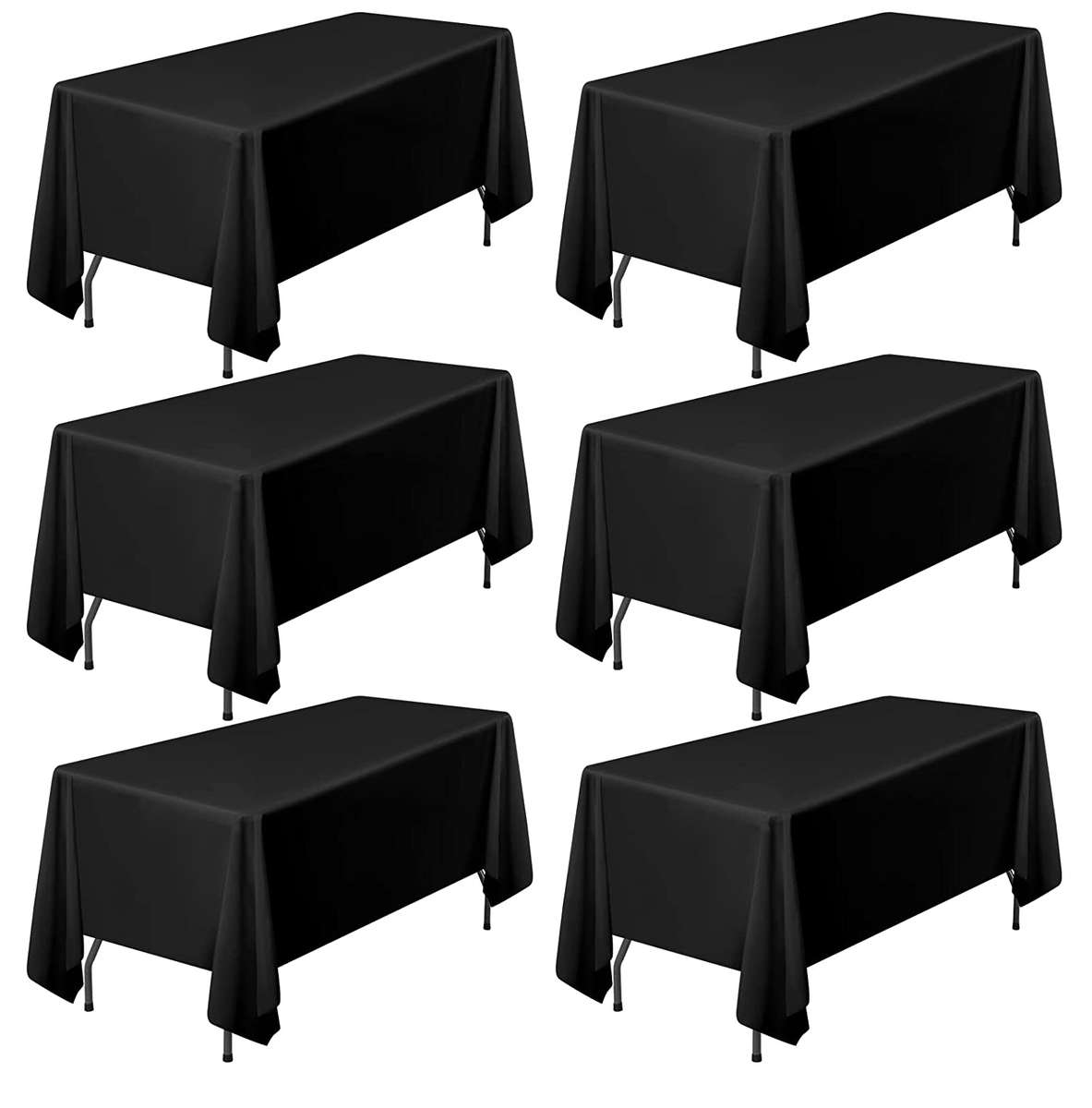 Dmart Classic Rectangular Table Cloth Pack of 6 Polyester Table Cover-Black