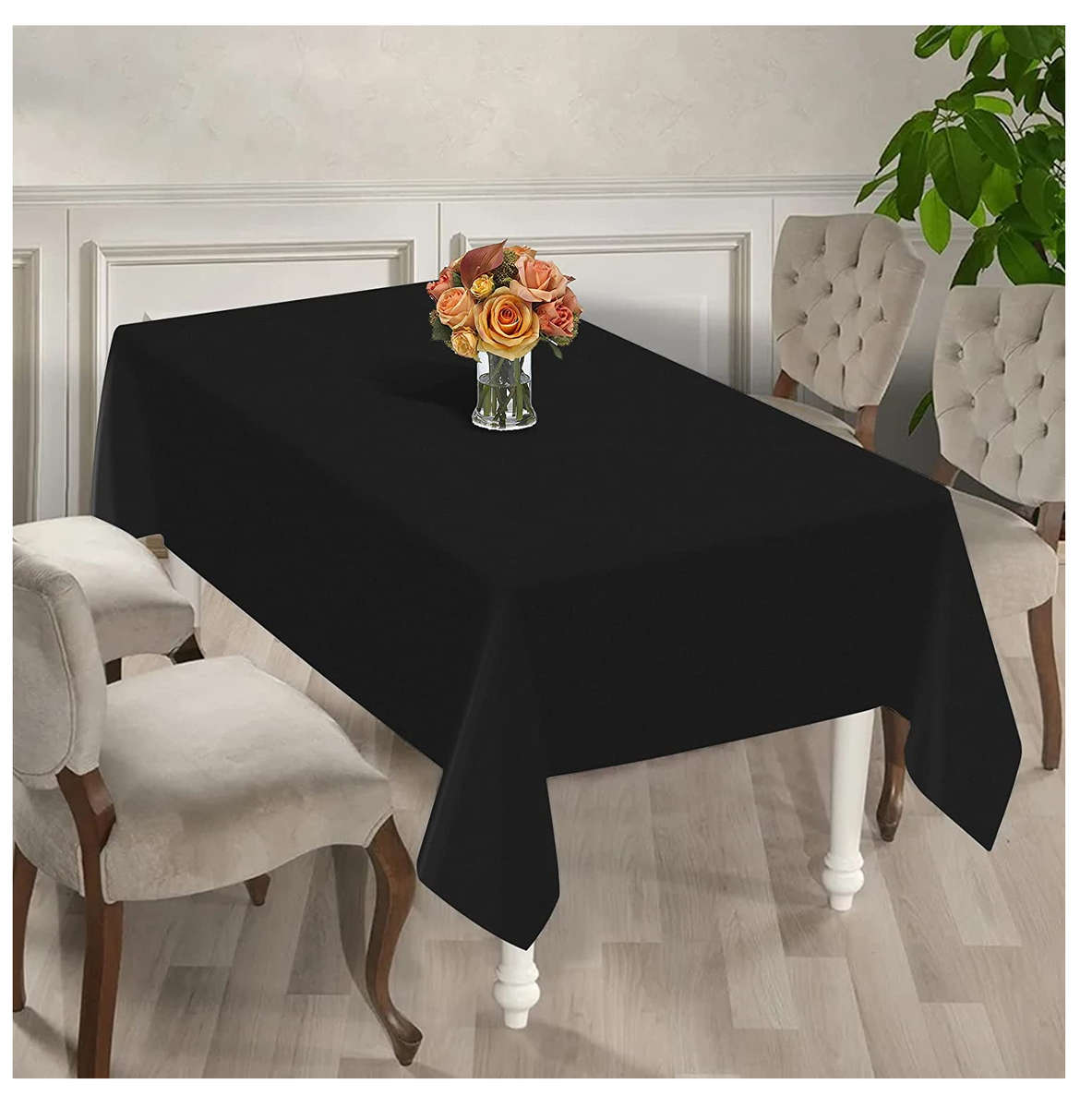 Dmart Classic Rectangular Table Cloth Pack of 6 Polyester Table Cover-Black