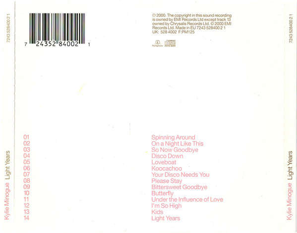 Kylie  Light Years (Music CD)